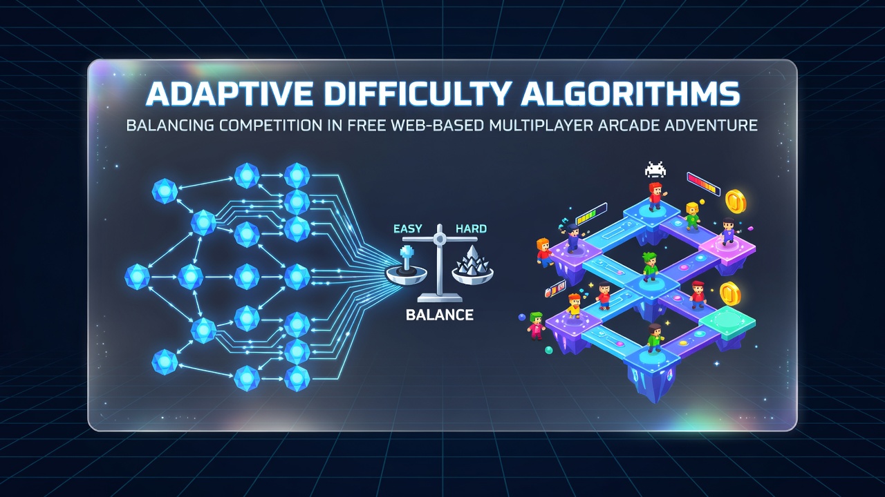 Screenshot of algorithm dashboard showing real-time difficulty balancing in a browser multiplayer adventure game