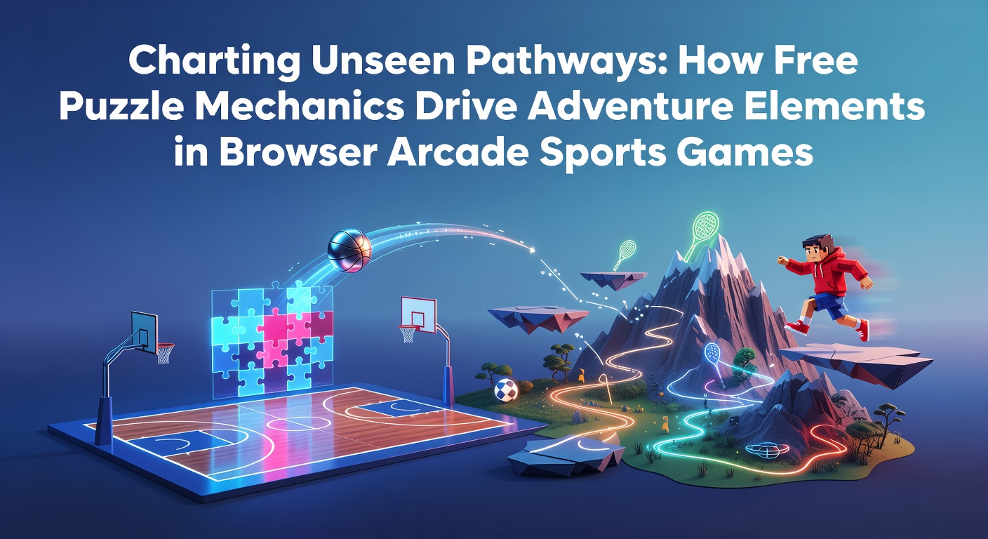 Browser arcade sports game interface showing puzzle elements integrated with athletic gameplay on a virtual field