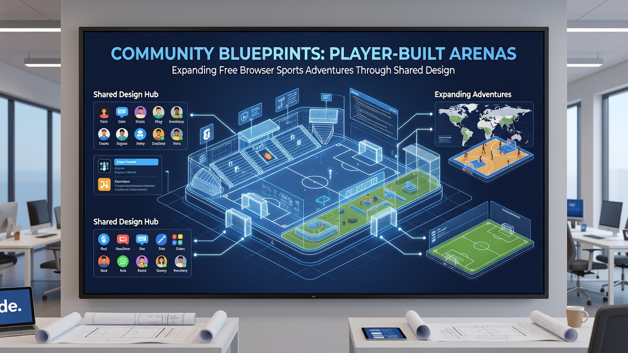 Community members testing a newly designed arena in a free browser sports multiplayer session