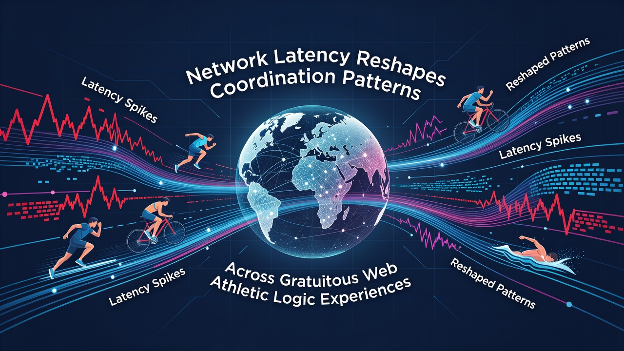 Visualization of network latency impacting player coordination in browser-based athletic logic games