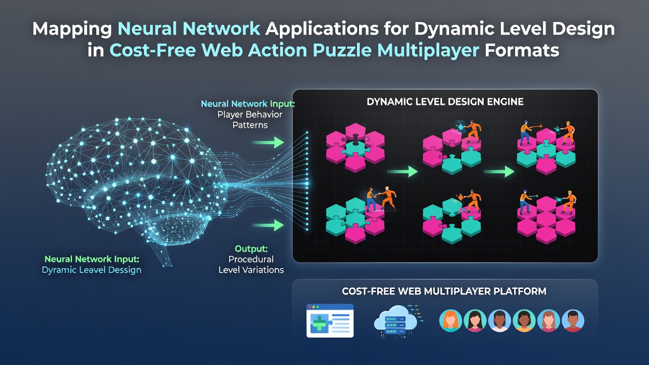 Neural network visualization mapping dynamic level elements in a web-based action puzzle multiplayer environment
