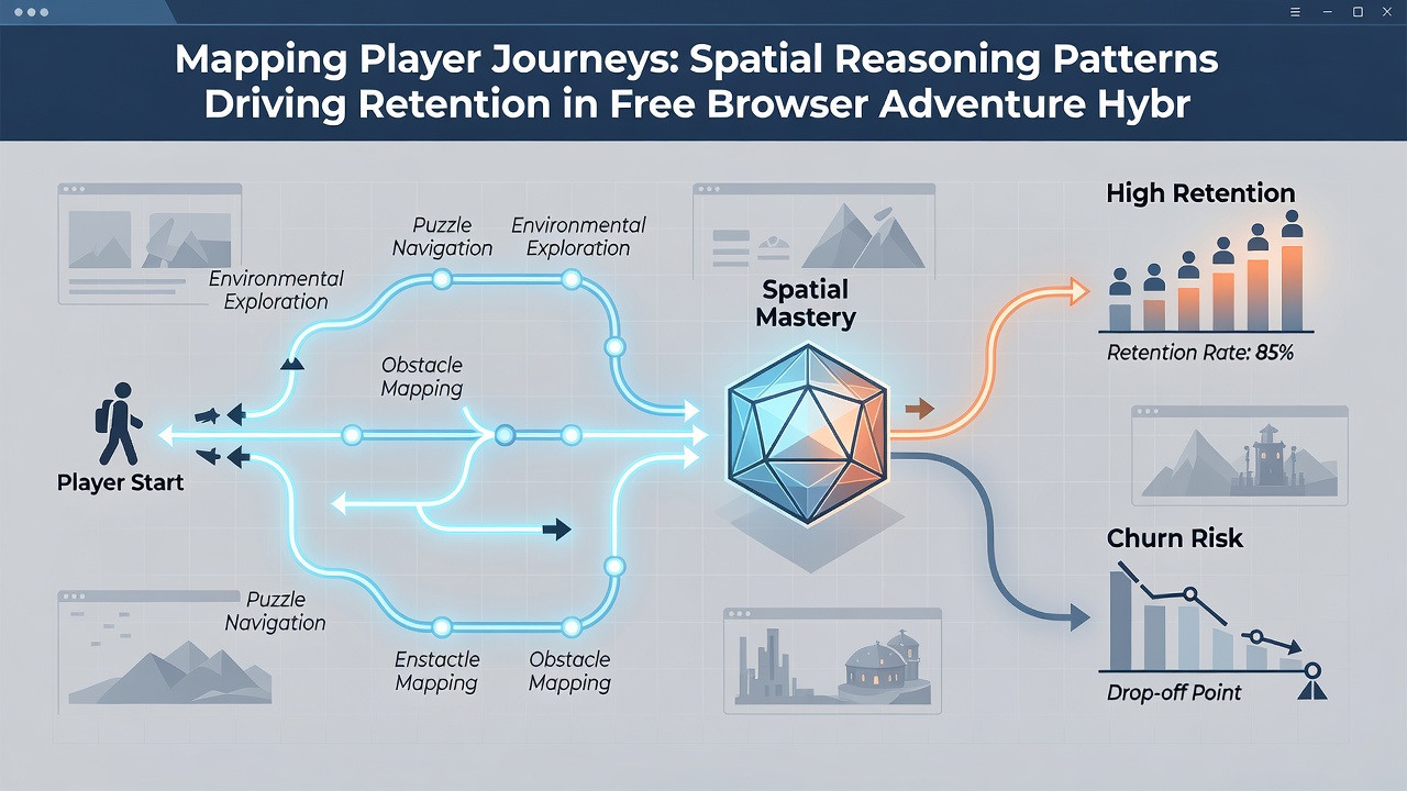 Network diagram illustrating retention metrics tied to spatial decision points in browser adventure hybrids