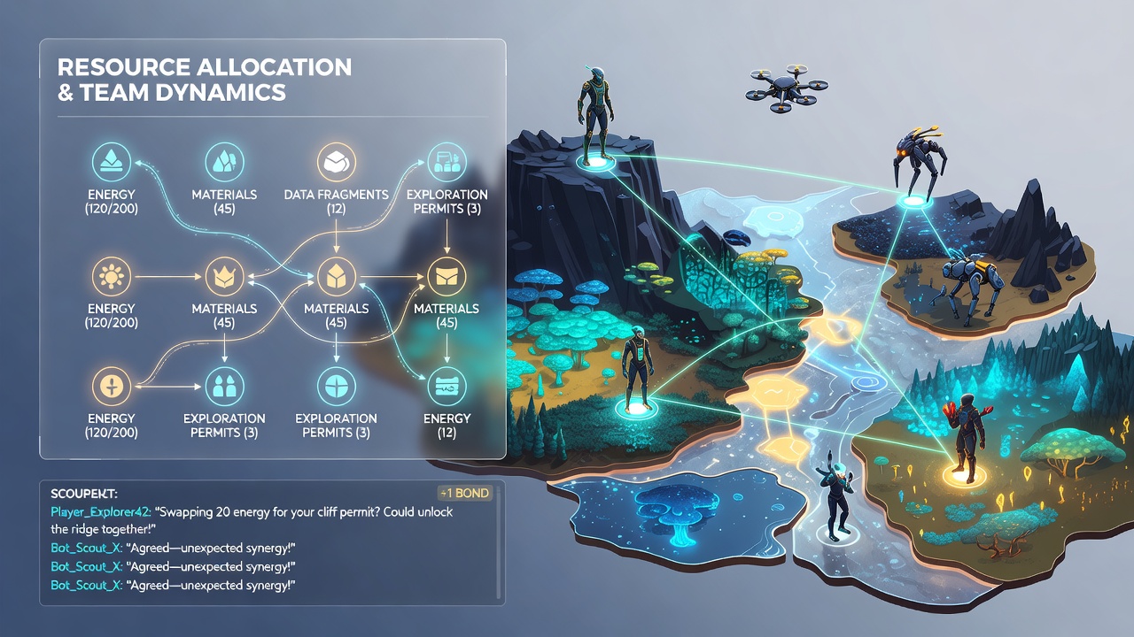 Team interface showing live resource allocation updates during an exploration contest