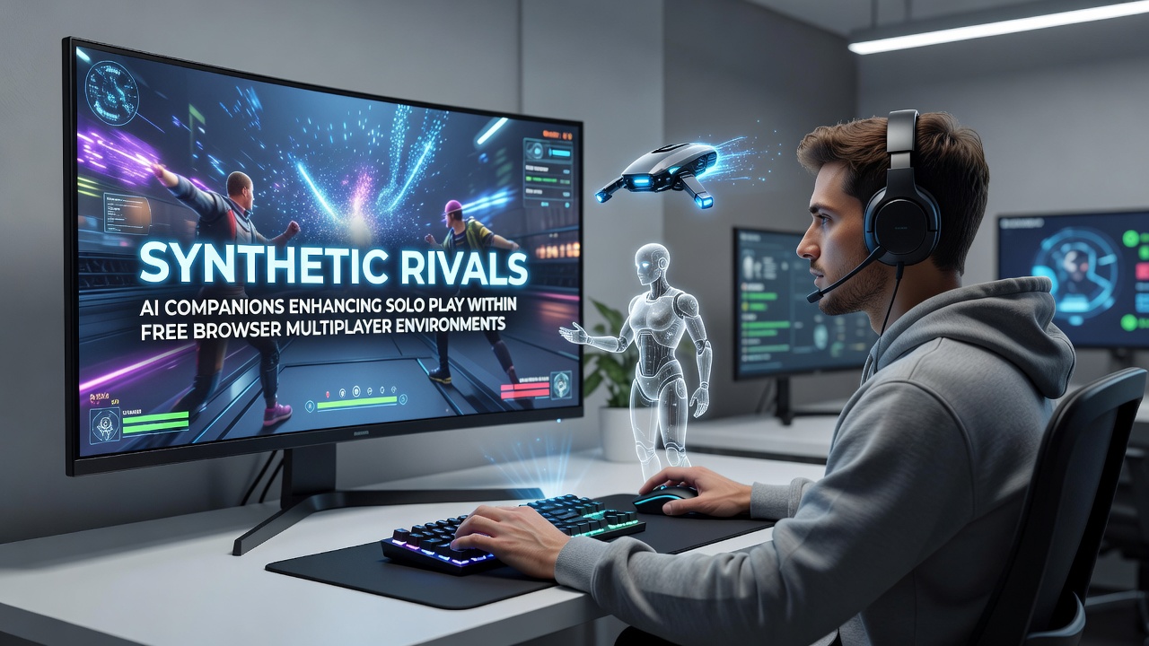 Players engaging with AI synthetic rivals during browser multiplayer sessions