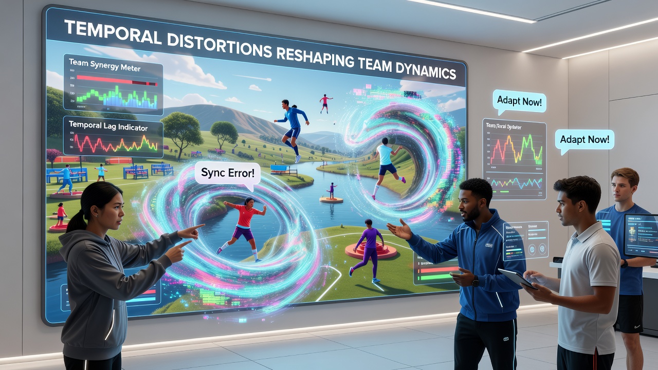 Multiplayer dashboard displaying synchronized time distortion events across a browser-based athletic adventure map